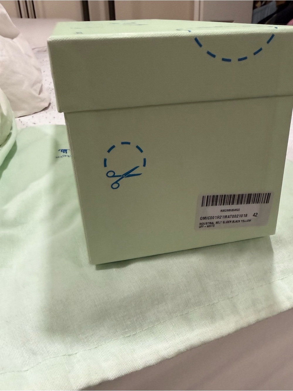 Off-White Light Mint Green Shoe Box
